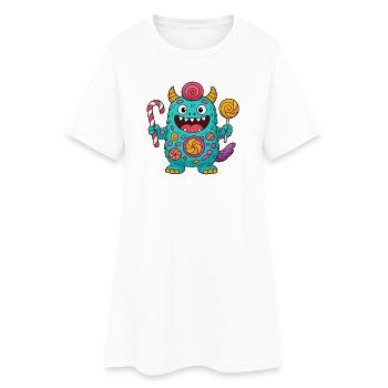 Niedliches Suessigkeiten Monster - Frauen T-Shirt-Kleid - Weiß - Vorne