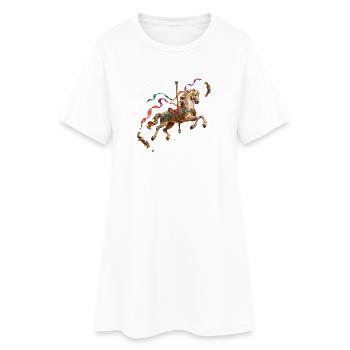 Goldene Karussellpferd und Feenbänder - Frauen T-Shirt-Kleid - Weiß - Vorne