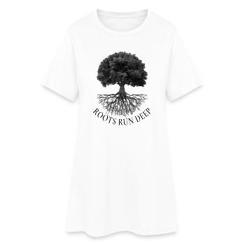 Roots Run Deep – Baum mit Wurzeln - Frauen T-Shirt-Kleid - Weiß - Vorne