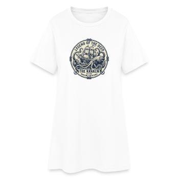 Vintage Kraken Sea Monster Emblem Maritime Ship - Frauen T-Shirt-Kleid - Weiß - Vorne
