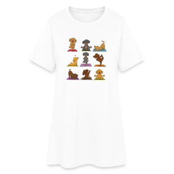 HundeYoga Sammlung auf Matte - Frauen T-Shirt-Kleid - Weiß - Vorne