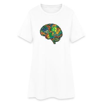 Kaleidoskop Gehirn Muster - Frauen T-Shirt-Kleid - Weiß - Vorne