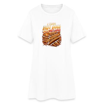 Ich verwandle Hotdogs in heiße Holzscheite (Lustig - Frauen T-Shirt-Kleid - Weiß - Vorne