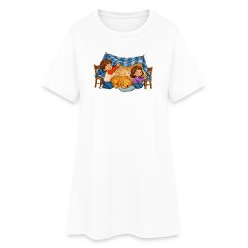 Kinder Deckenhöhle mit Hund Kuscheliges Motiv - Frauen T-Shirt-Kleid - Weiß - Vorne