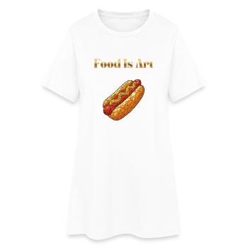Food Is Art ... Hot Dog - Frauen T-Shirt-Kleid - Weiß - Vorne