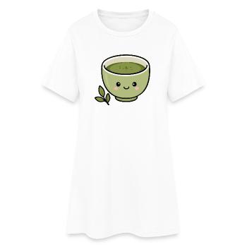 Süßer Kawaii Matcha Teetassen-Aufkleber - Frauen T-Shirt-Kleid - Weiß - Vorne