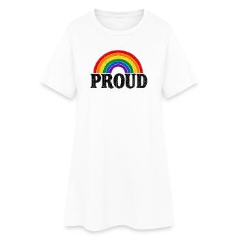 Proud Regenbogen Vintage Cap Shirt Sticker Kissen - Frauen T-Shirt-Kleid - Weiß - Vorne