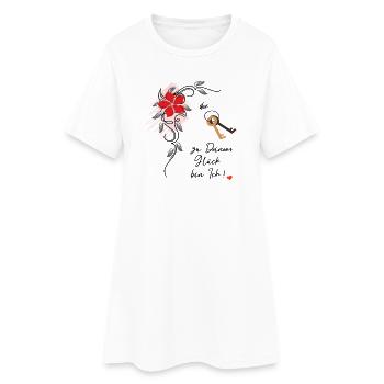 Glück  - Frauen T-Shirt-Kleid - Weiß - Vorne
