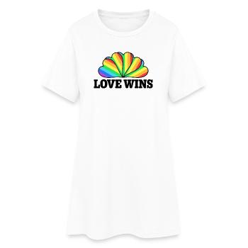 Love Wins - Regenbogen Statement Design - Frauen T-Shirt-Kleid - Weiß - Vorne