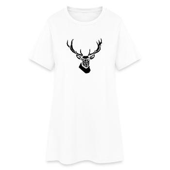 Schwarzes Grafisches Reh – Geometrisches Porträt - Frauen T-Shirt-Kleid - Weiß - Vorne