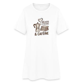 Delices litteraires & Cafeine - Livre et Cafe - Robe T-shirt Femme - blanc - Devant