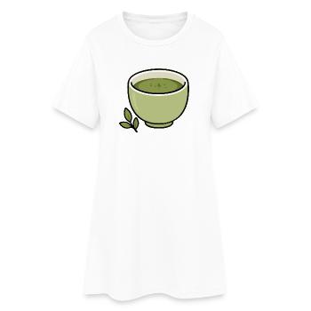Minimalist Matcha Tea Cup Illustration - Women’s T-Shirt Dress - white - Front