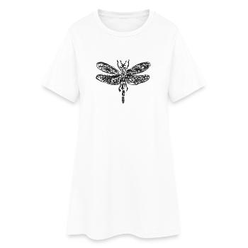 Schwarze Vintage-Libelle – Insektenillustration - Frauen T-Shirt-Kleid - Weiß - Vorne