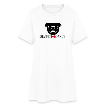 Der Dandy Staffie - 010 - Frauen T-Shirt-Kleid - Weiß - Vorne