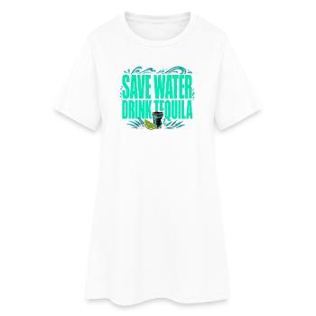 Spare Wasser, trink Tequila - Lustiges Shirt - Frauen T-Shirt-Kleid - Weiß - Vorne