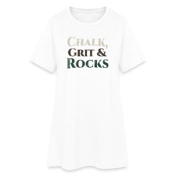Chalk Grit & Rocks Motiv - Frauen T-Shirt-Kleid - Weiß - Vorne