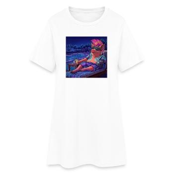 Cyberpig - Frauen T-Shirt-Kleid - Weiß - Vorne