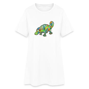 Mosaik Schnabeltier Regenbogenstil - Frauen T-Shirt-Kleid - Weiß - Vorne