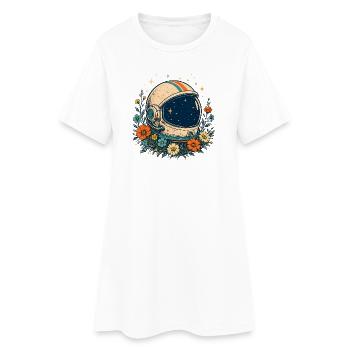 Cosmos Flowers Astronaut Helmet - Women’s T-Shirt Dress - white - Front