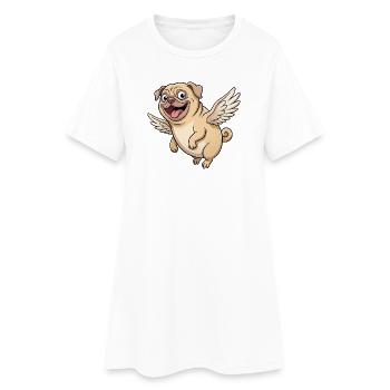 Lustiger Mops Engel mit Flügeln Cartoon - Frauen T-Shirt-Kleid - Weiß - Vorne