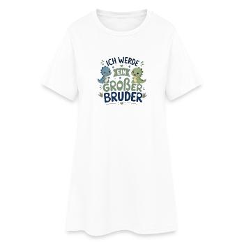 Ich werde Großer Bruder – Dino-Design - Frauen T-Shirt-Kleid - Weiß - Vorne