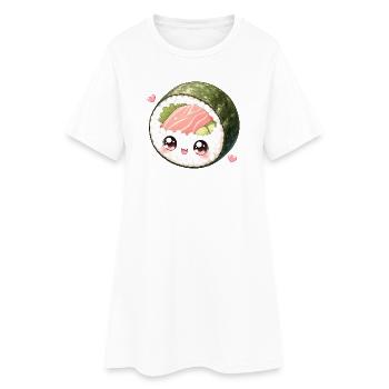 Kawaii Sushi Roll mit süßem Gesicht - Frauen T-Shirt-Kleid - Weiß - Vorne