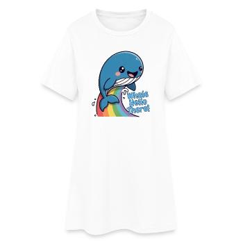 Regenbogenwal Hallo. - Frauen T-Shirt-Kleid - Weiß - Vorne