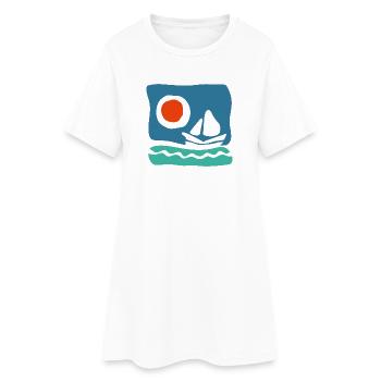 Segelboot auf azurblauem Meer – Meeresillustration - Frauen T-Shirt-Kleid - Weiß - Vorne
