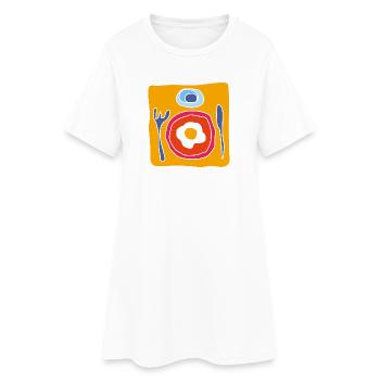Colorful Fried Egg – Pop Illustration - Women’s T-Shirt Dress - white - Front