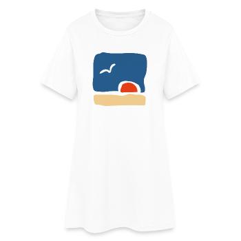 Vogel bei Sonnenuntergang – Minimalistische Kunst - Frauen T-Shirt-Kleid - Weiß - Vorne