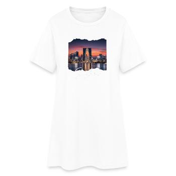 Suzhou Skyline Sunset Script - Robe T-shirt Femme - blanc - Devant