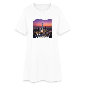 Nanjing Skyline Sonnenuntergang - Frauen T-Shirt-Kleid - Weiß - Vorne