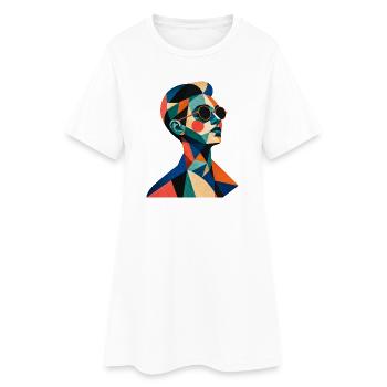 Geometric Color Portrait with Sunglasses - Women’s T-Shirt Dress - white - Front