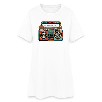 Retro Boombox Farbenspiel - Frauen T-Shirt-Kleid - Weiß - Vorne
