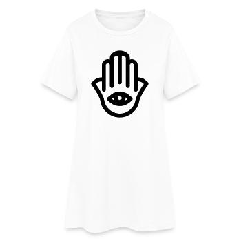 Hand von Fatma Hamsa - Frauen T-Shirt-Kleid - Weiß - Vorne