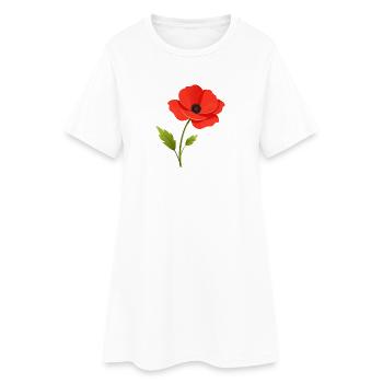 Mohnblume - Frauen T-Shirt-Kleid - Weiß - Vorne