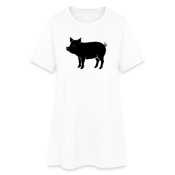 Schwein - Frauen T-Shirt-Kleid - Weiß - Vorne
