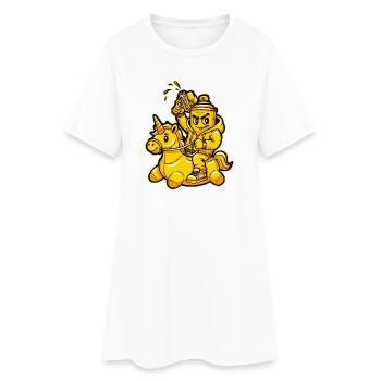 Graffiti Einhorn Humor - Frauen T-Shirt-Kleid - Weiß - Vorne