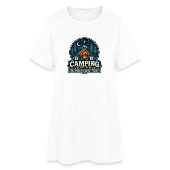 Camping verbindet – Lagerfeuer Sterne Freiheit - Frauen T-Shirt-Kleid - Weiß - Vorne