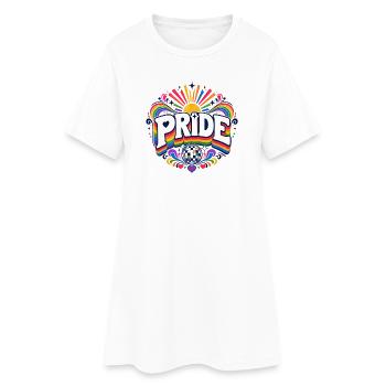 Pride Regenbogen Disko CSD Spruch Outfit - Frauen T-Shirt-Kleid - Weiß - Vorne