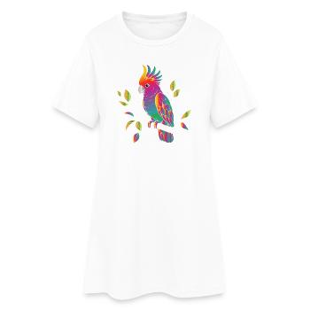 Regenbogen Kakadu Cartoon Design - Frauen T-Shirt-Kleid - Weiß - Vorne