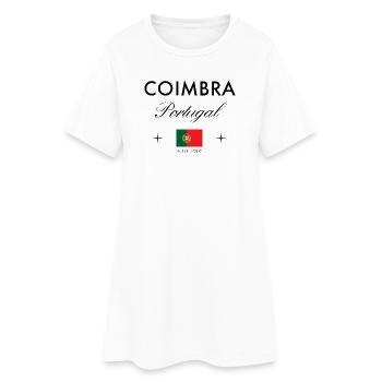 Coimbra Portugal Koordinaten Reise Souvenir - Frauen T-Shirt-Kleid - Weiß - Vorne