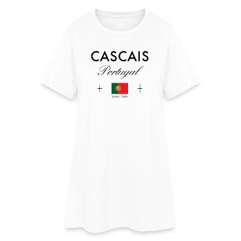 Cascais Portugal Koordinaten Reise Souvenir - Frauen T-Shirt-Kleid - Weiß - Vorne