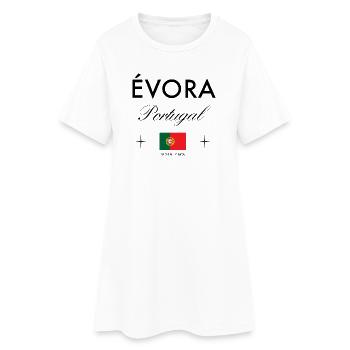 Evora Portugal Koordinaten Reise Souvenir - Frauen T-Shirt-Kleid - Weiß - Vorne