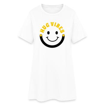 Minimalistische Umarmungsstimmung – Typografie mit Lächelkurve - Frauen T-Shirt-Kleid - Weiß - Vorne