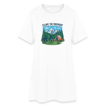 Entkommen Sie dem Pflaster-Fahrrad-Campingvektor - Frauen T-Shirt-Kleid - Weiß - Vorne