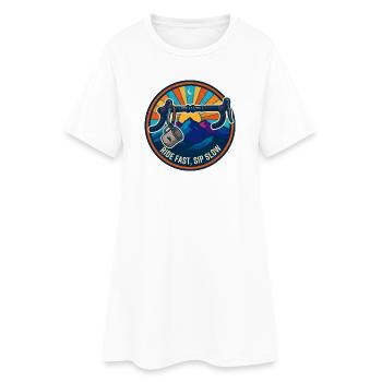 Ride Fast Sip Slow Retro Bike Abzeichen - Frauen T-Shirt-Kleid - Weiß - Vorne