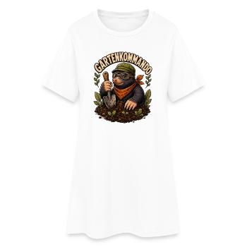 Gartenkommando Maulwurf Beet - Frauen T-Shirt-Kleid - Weiß - Vorne
