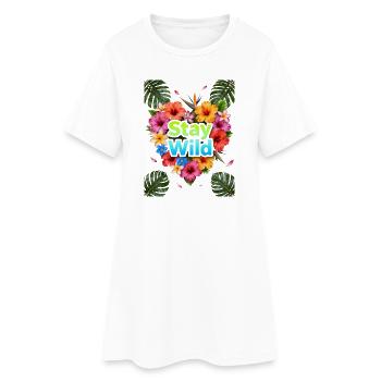 Stay Wild Tropische Blüten - Frauen T-Shirt-Kleid - Weiß - Vorne