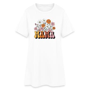 Mama Retro Blumen Groovy - Frauen T-Shirt-Kleid - Weiß - Vorne